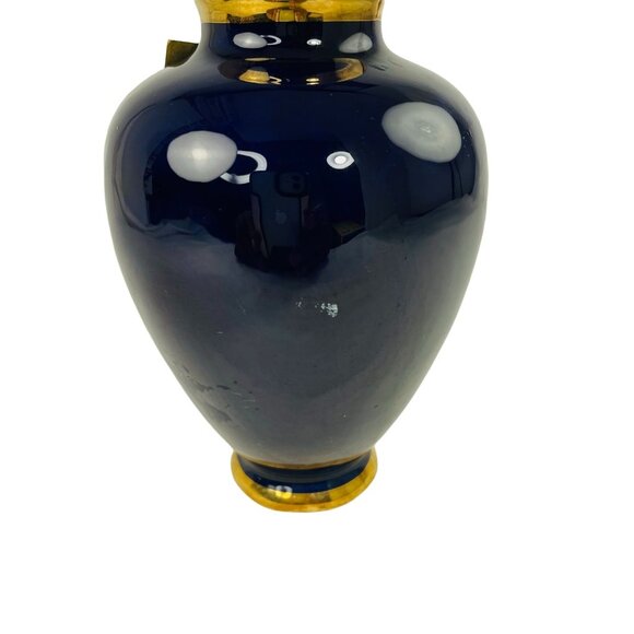 Rare Halbach Vase Geschenke Um German Colbalt Blue Echt Kolbalt u Flower Hand Pa - Picture 3 of 4